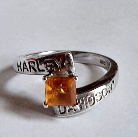 Harley Davidson Franklin Mint November Citrine Birthstone Ring Size 8 - Picture 1 of 9